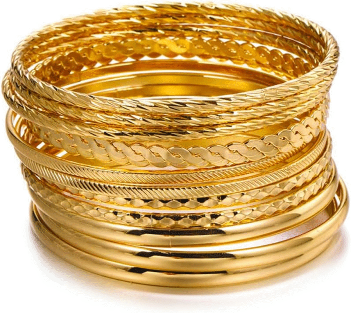 16Pcs Gold Bangle Bracelets for Women - Multi Layer Stackable Textured Bracelets Boho Jewelrys Set - Image 1